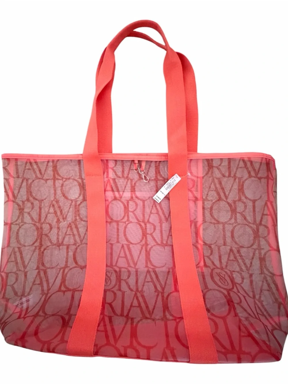 Victoria's Secret Coral Pink Logo Mesh Tote